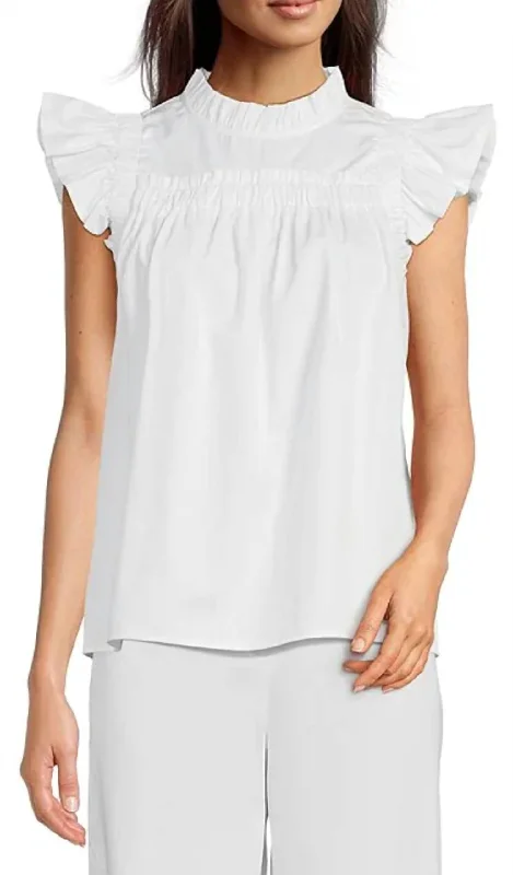 Fashionable Tops for Women Eloise Cotton Sateen Top In White