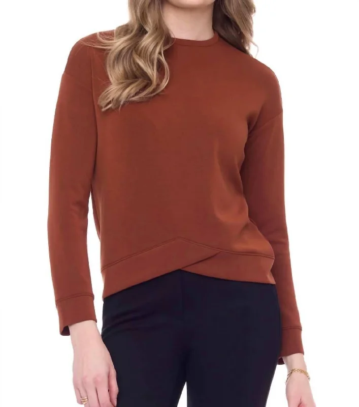 Stylish Women's Clothes for Work and Play Naomi Inverted ‘V’-Hem Modal Top In Paprika