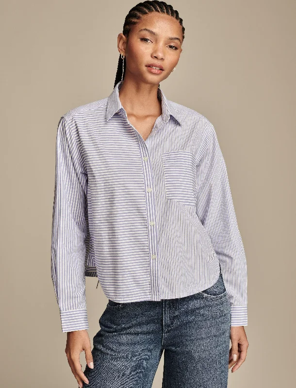 Fashion Deal Lucky Brand Women's One Pocket Cropped Shirt