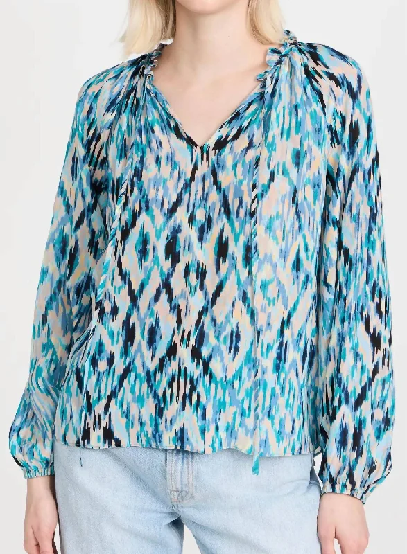 Online Boutiques Clothing Samson Top In Blue Multi