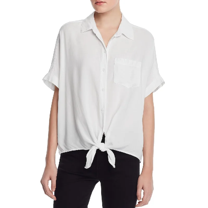 Chic Women's Outfit Ideas Brooklyn Womens Tie Front Pocket Button-Down Top