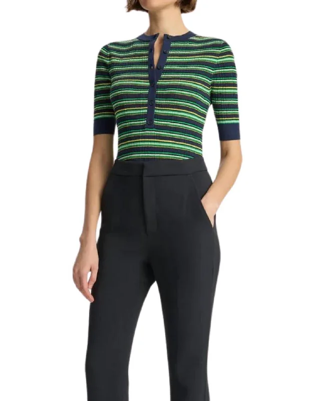 Seasonal Trends Fisher Top In Green Stripe