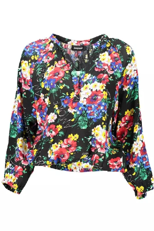 The Latest Trends Desigual Vibrant V-Neck Buttoned Top with Elastic Women's Waist