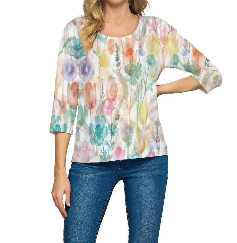 Seasonal Sale Fiona Classic Top In Ivory Multi