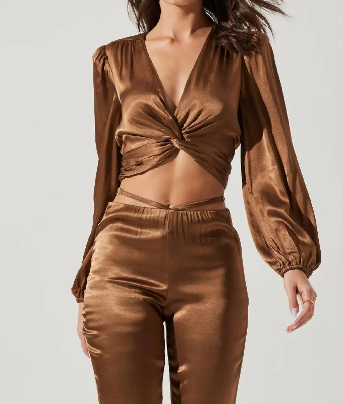 Stupidly Low Prices V Neck Cropped Nix Top In Copper