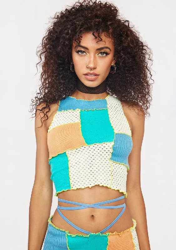 All Season Basics Discount Multi Panelled High Neck Singlet Top