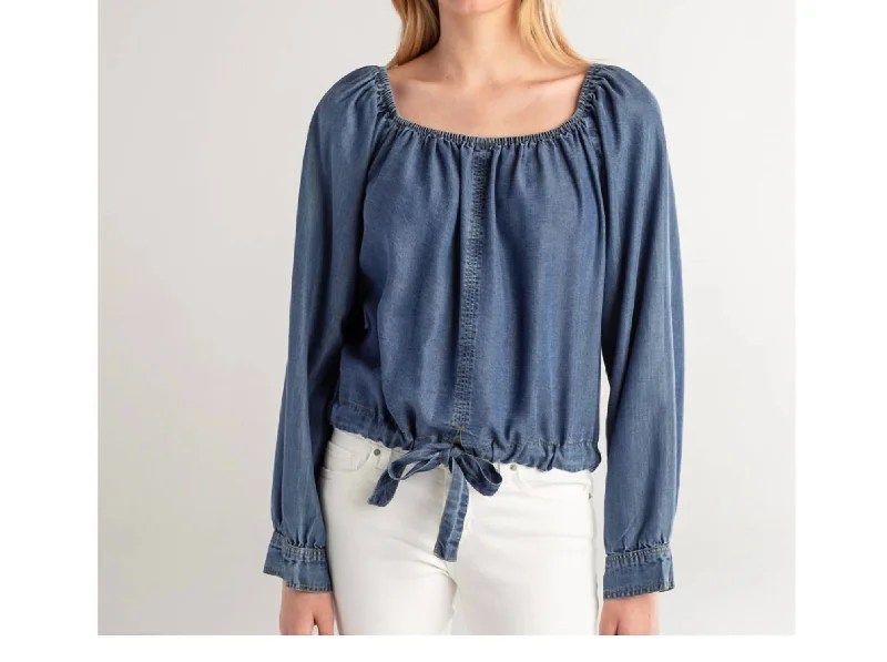 Imeless Style Tie Hem Top In Denim