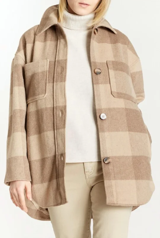 Sale On Sale Two Pocket Plaid Coat In Latte/mocha