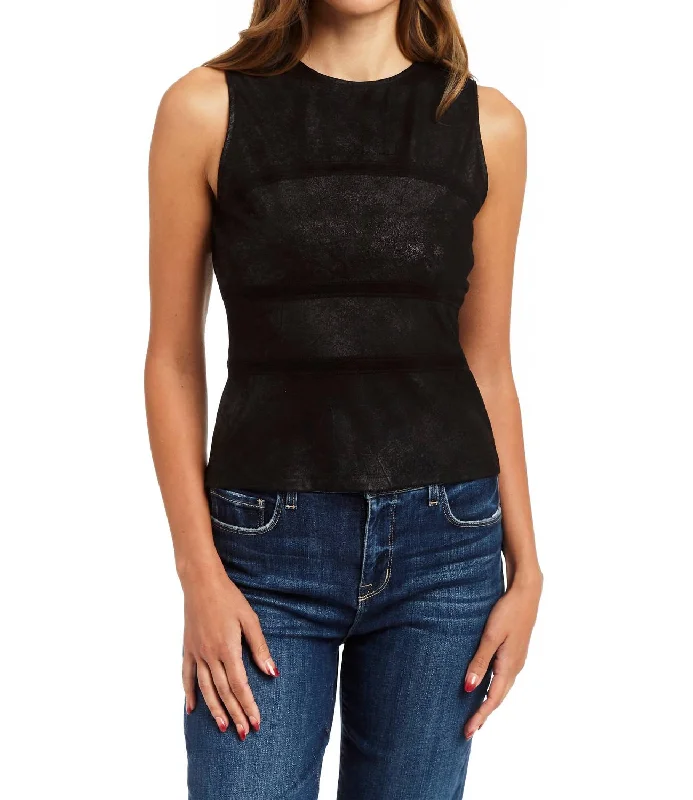 Special Offers Ash Seamed Faux Sudede Top In Black