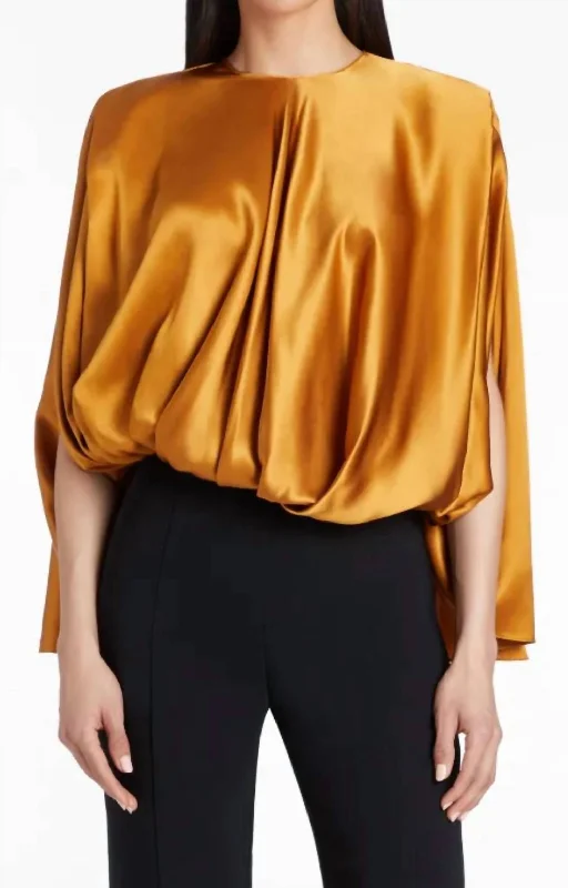 Holiday Glam Odessa Silk Top In Antique Bronze