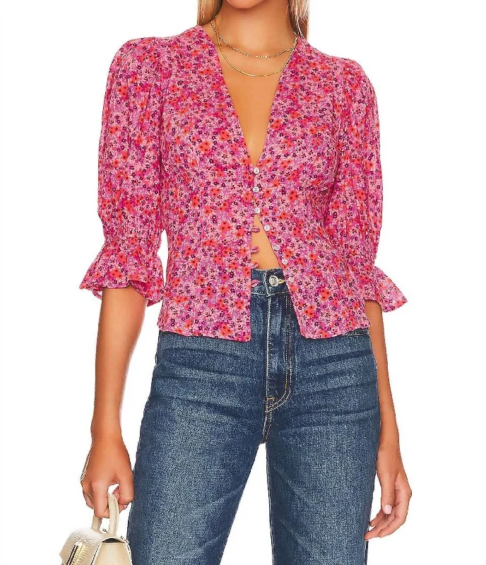 Chic Style I Found You Printed Top In Pink