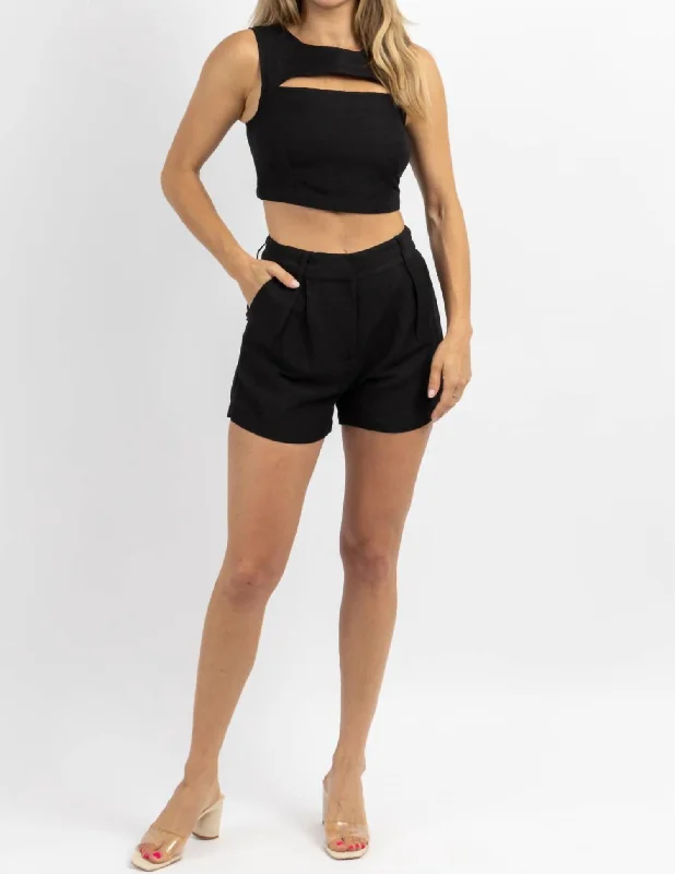 Casual Chic Milly Linen Short Set In Midnight