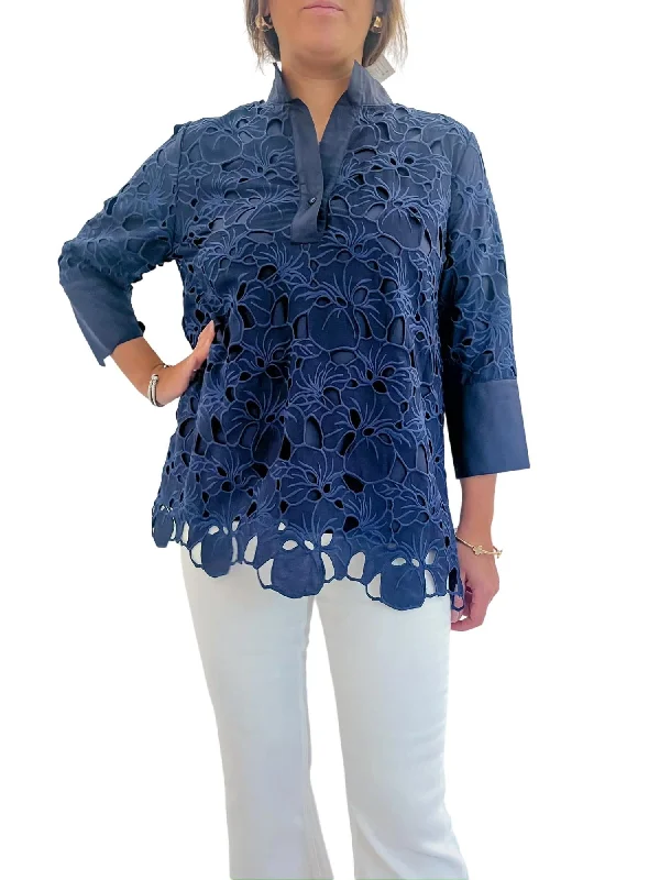 Premium Style Laurie Top In Navy