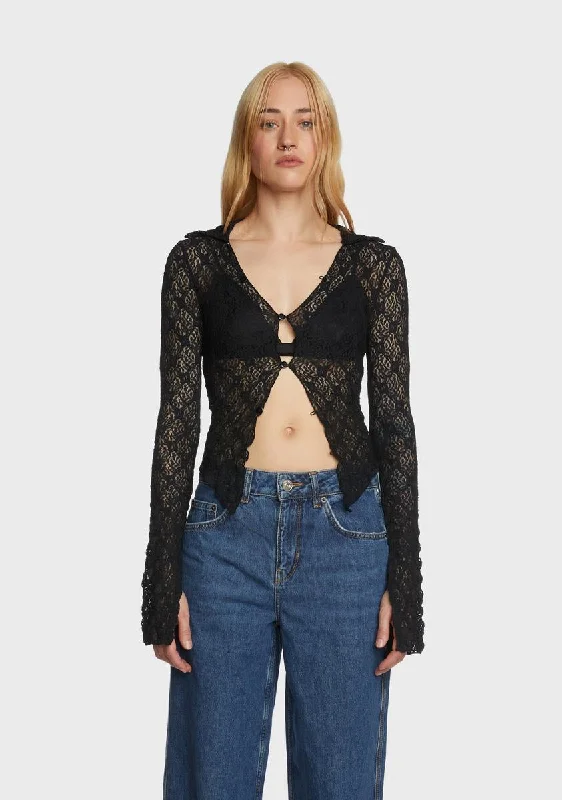 Trend Alert Lace Tie Front Shirt