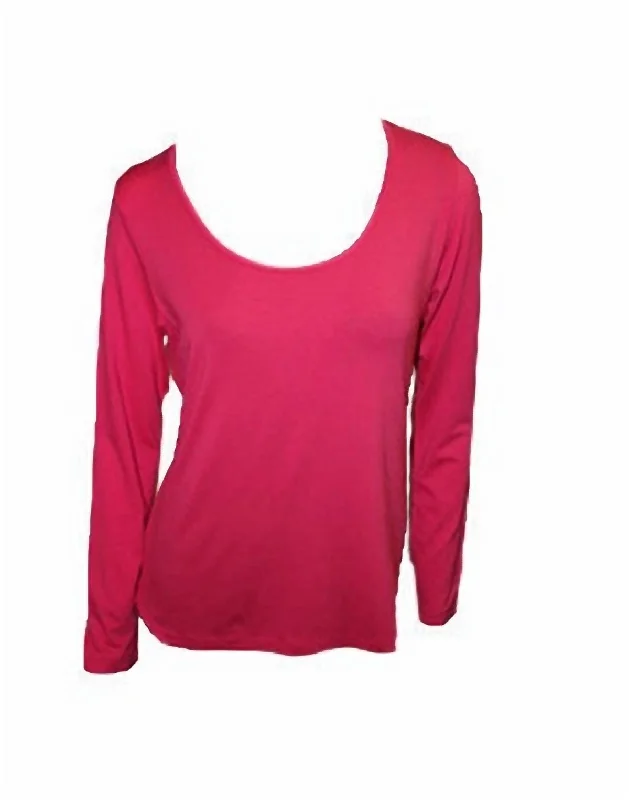 Bid Farewell To The Old Season Scoop-Neck Top In Fuchsia