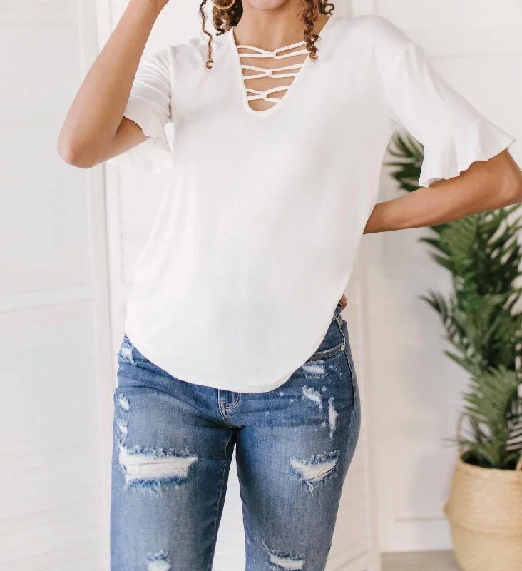 Travel Essentials Unique Neckline Top In Ivory