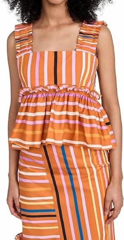 Effortless Chic Apparel Printed Dawn Top In Multi Stripe