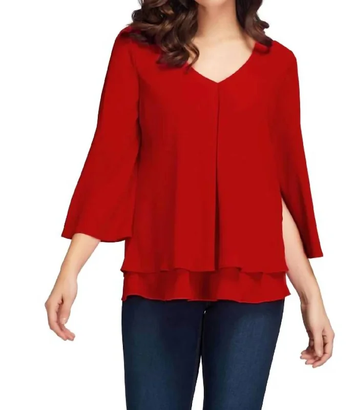 Sales Clothes 3/4 Sleeve Top In Red