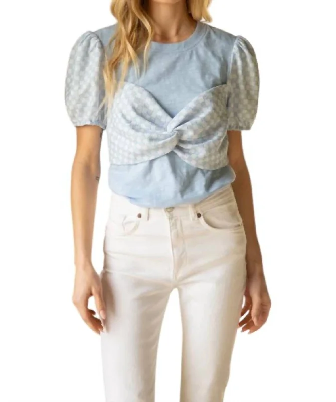 Women's Fashion Clothing Give Me Gingham Top In Blue