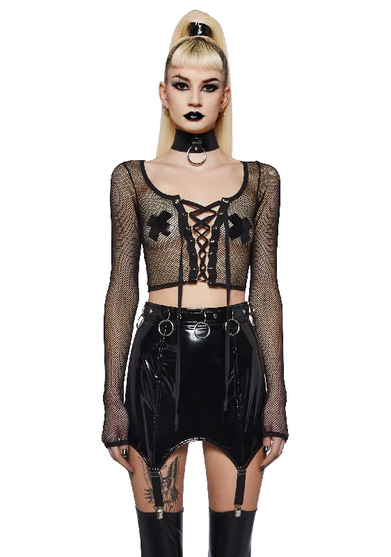 Budget-Friendly Fashion Meet And Greet Fishnet Top - Black