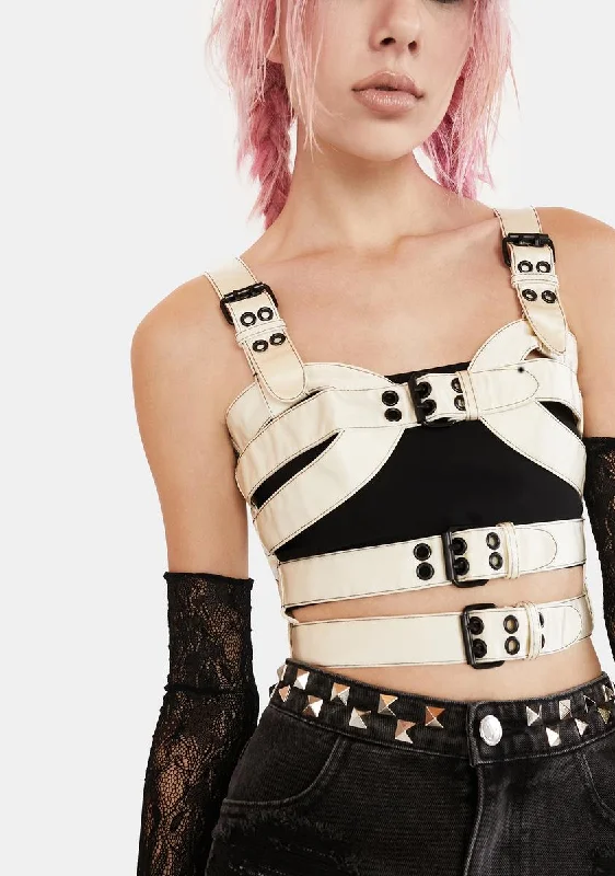 New Arrivals Ivory Divided Attention Harness Top