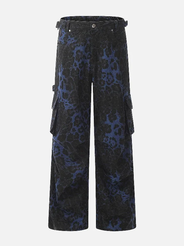 Women Clothing Aelfric Eden Blue Leopard Print Cargo Pants