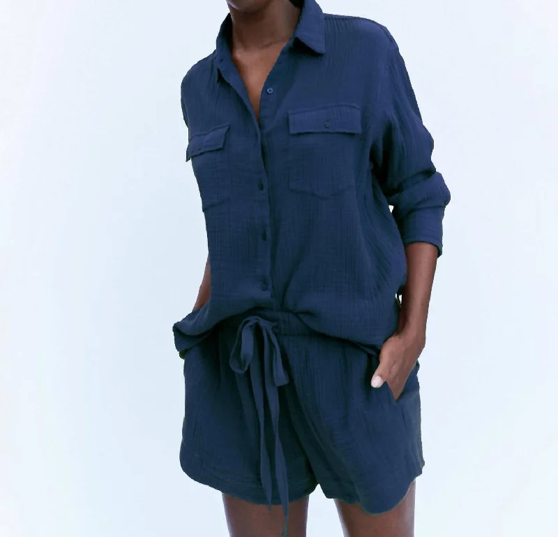 Flash Sale Clothing The Gauze Rancho Top In Nautical Navy