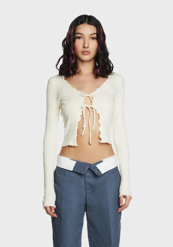 Trend Alert Ivory Switched Up Front Tie Top