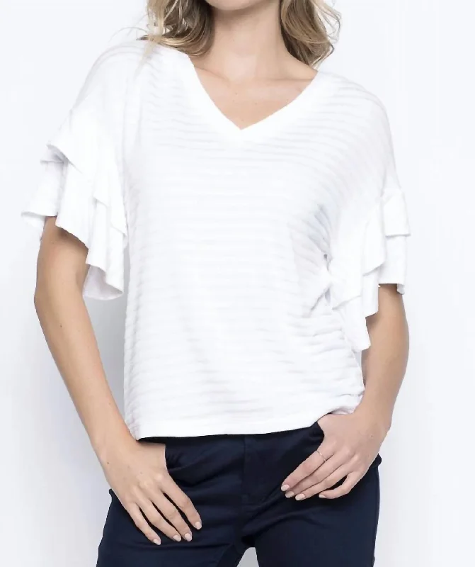 Stylish Loungewear for Women Tiered Ruffle Sleeve Top In White