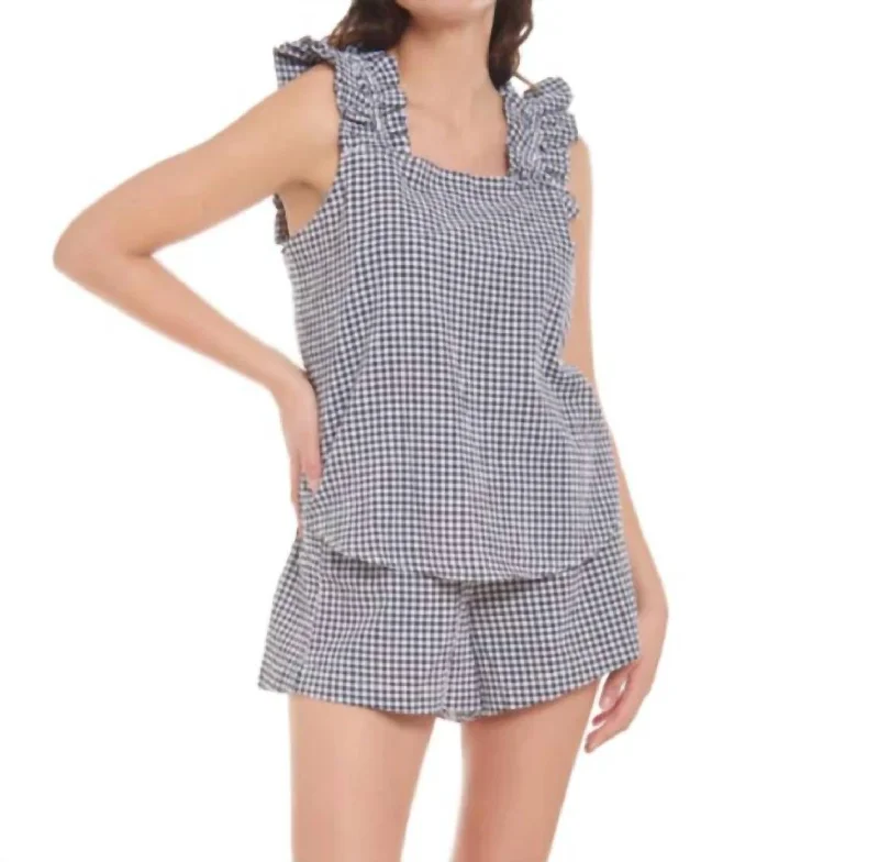 Women's Clothing Stores Caroline Top In Black Gingham