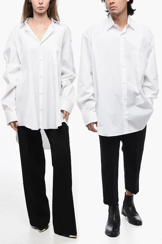 Elegant Clothing Vetements Poplin Cotton Oversized UNISEX Shirt with Printed Logo