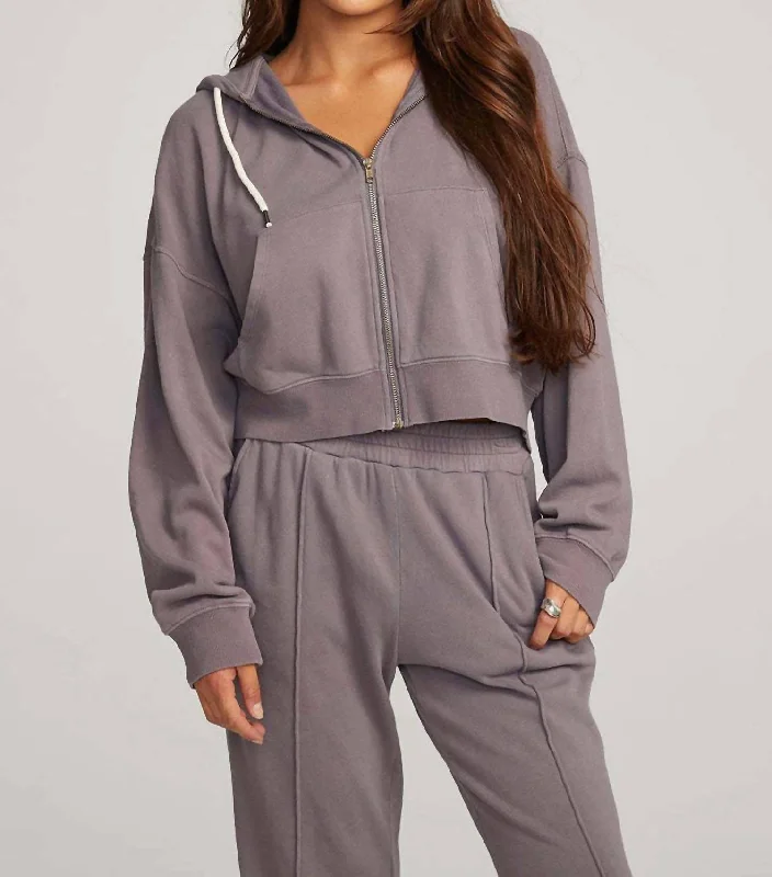 Style Revolution Abilene Zip Up Top In Grey