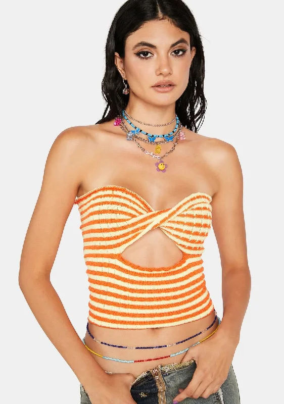 Elegant Women's Fashion Summer Haze Striped Tube Top