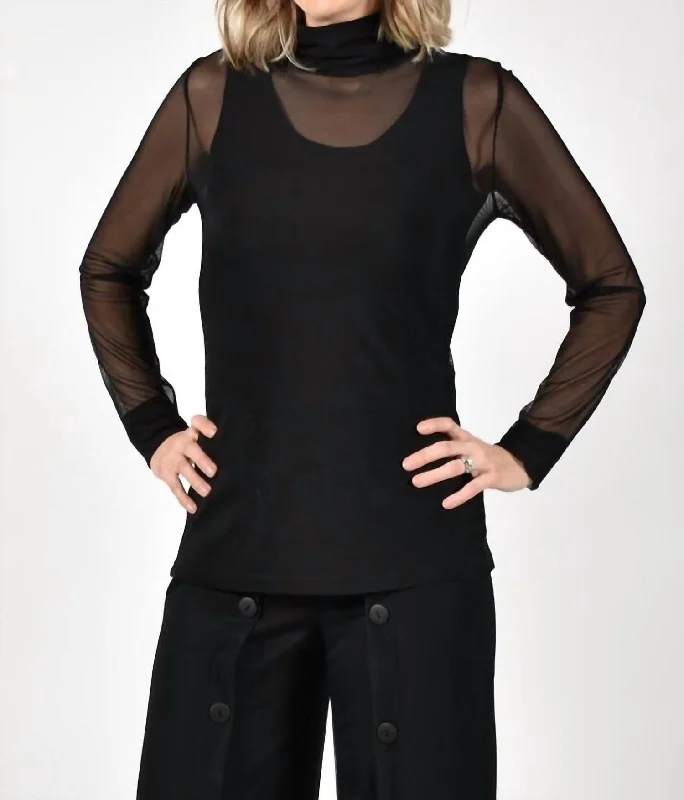 Timeless Elegance Sheer Black Turtleneck