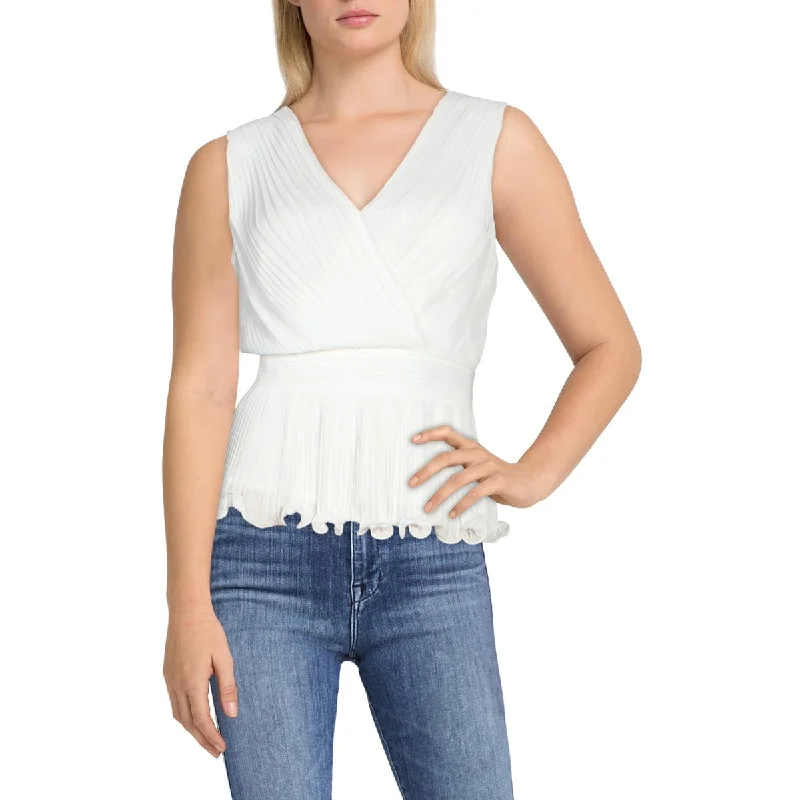 Exclusive Sale Womens Ruffled Trim Hidden Side Zipper Peplum Top