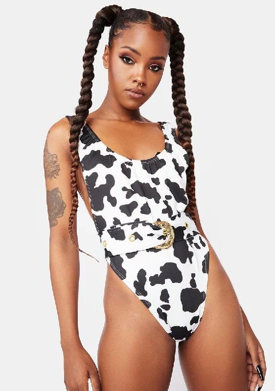 Trend Setting Wardrobe Cow Print Venus One Piece