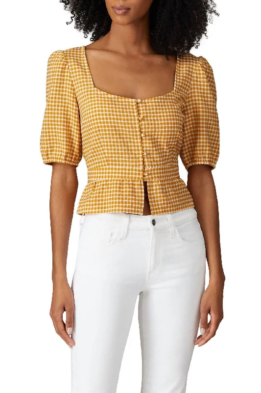 Trendy Attire For Her Gingham Top In Yellow