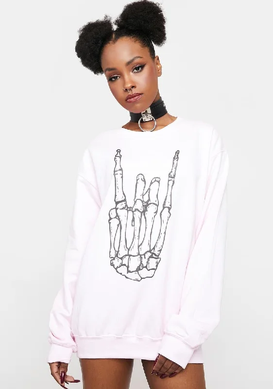 Casual Dresses for Women Skeleton Rock Hand Crewneck