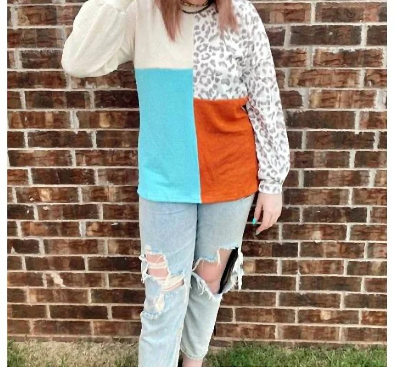 Limited Stock, Big Sale Wild About Fall Colorblock Top In Multi