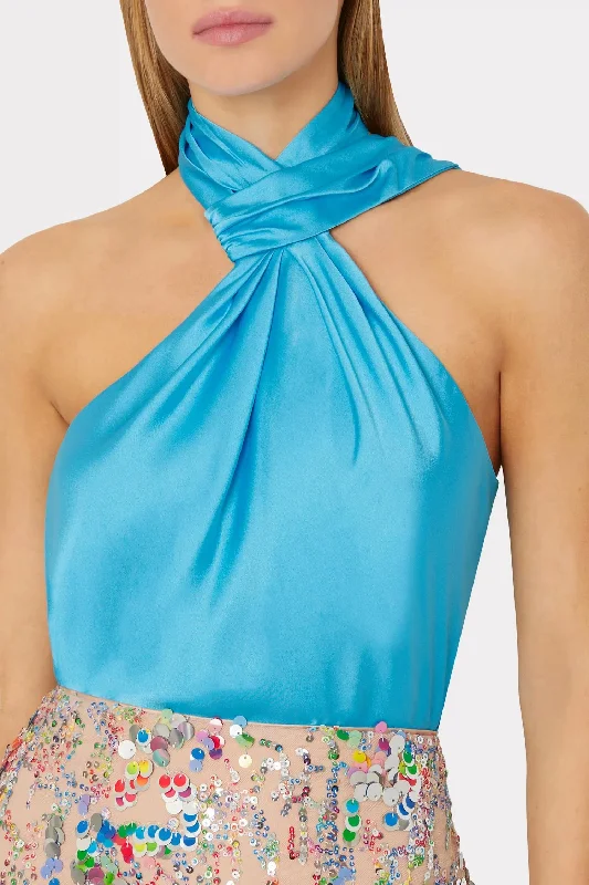 Big Discounts Jen Satin Top In Sky Blue