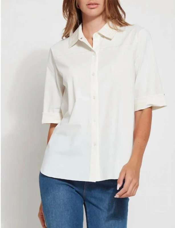 Online Boutique Stores Stitched Josie Shirt In Off White