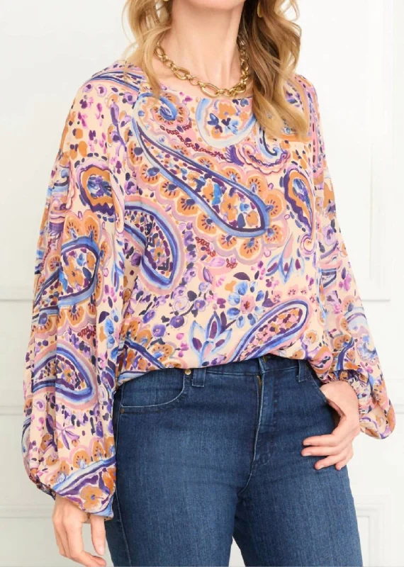 Fashion Essentials Women's Blouson Top In Paisley