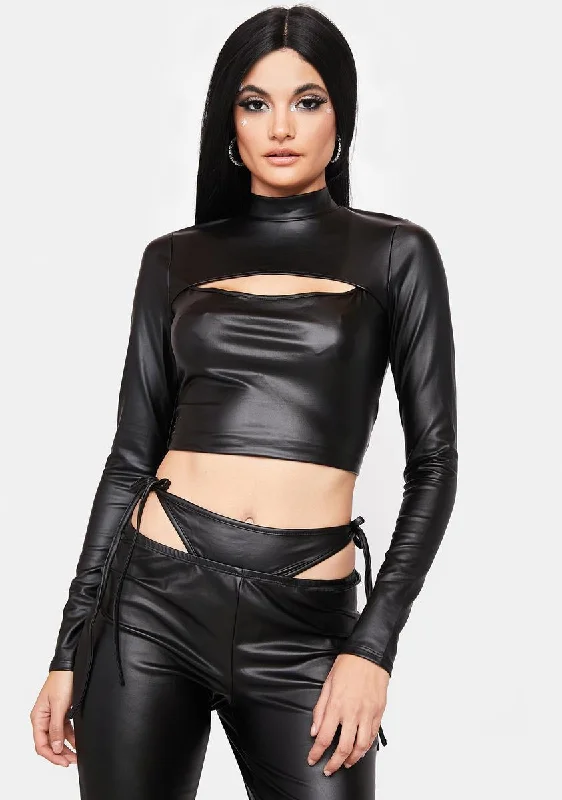 Relaxed Fashion Tough Lady Vegan Leather Top