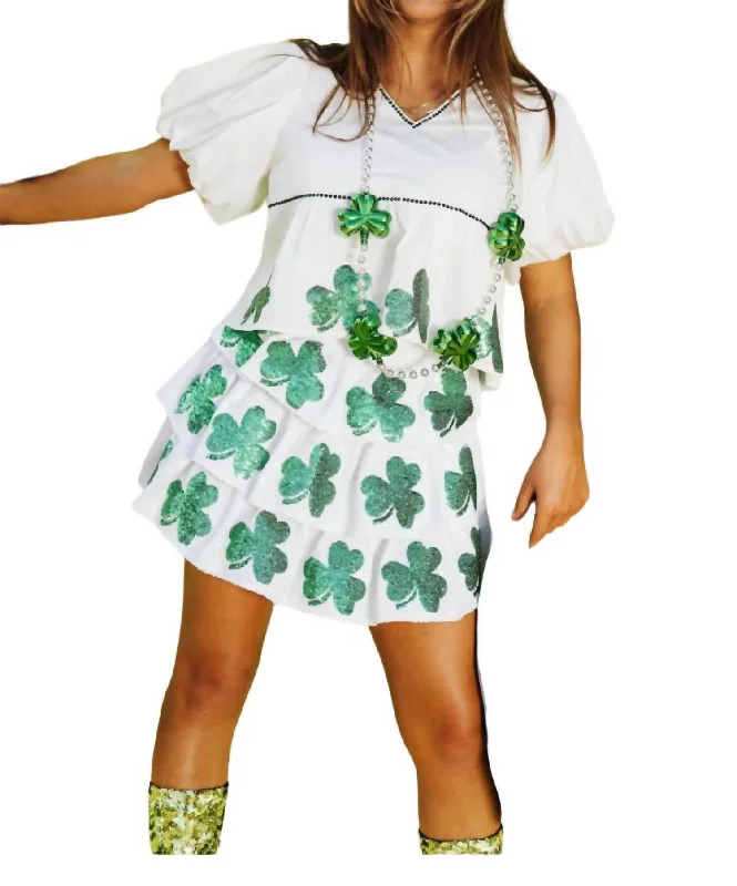 Chic Outfits Shamrock Peplum Top In White