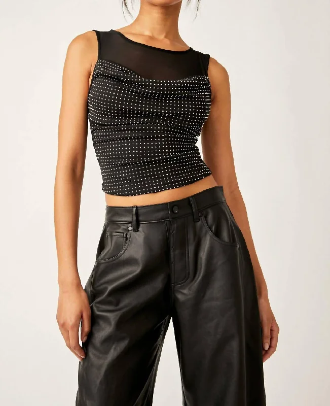 Relaxed Style Mirrorball Top In Black