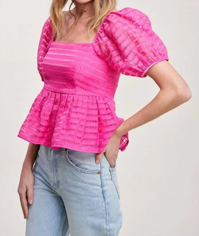 Women Clothing Confidently Cute Top In Fuchsia