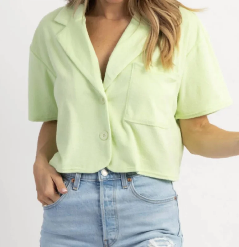 Elegant Clothing Oh Pool Boy Terrycloth Top In Lime