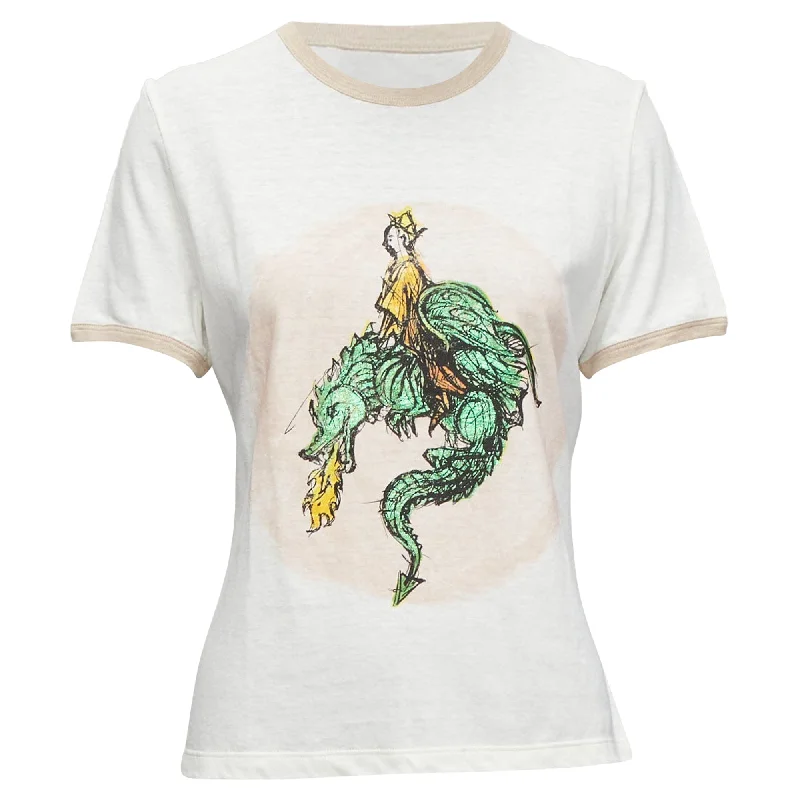 Elegant Clothing Christian Dior Princess And Dragon Foil Print Ringer Tshirt