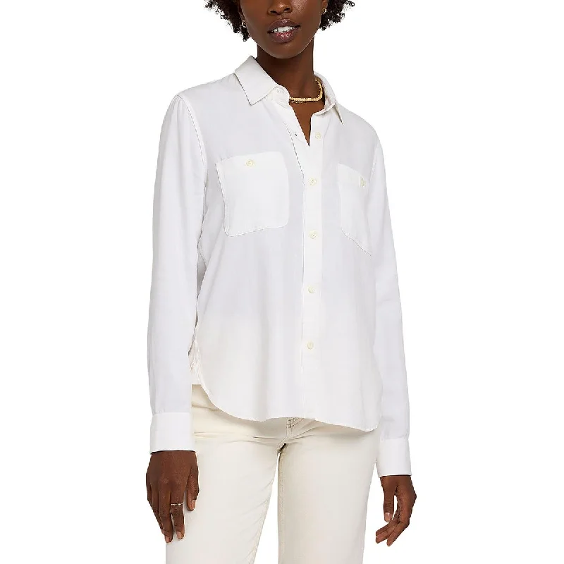 Women Clothing Womens Office Slub Button-Down Top