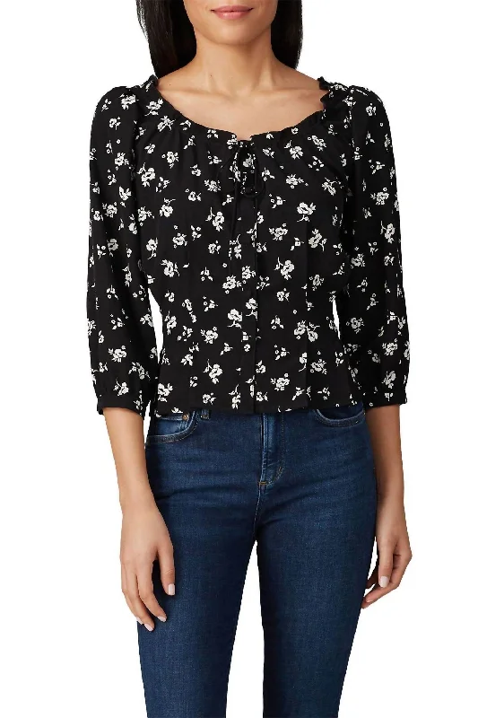 Style Beyond Borders Floral Tie Top In Black